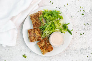 Cauliflower Quiche with Tahina Sumac Sauce