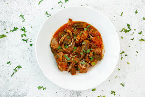 Lamb & Okra Stew with Roasted Nuts Cauliflower