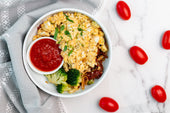 Scrambled Tofu Cheese with Tomato Sauce