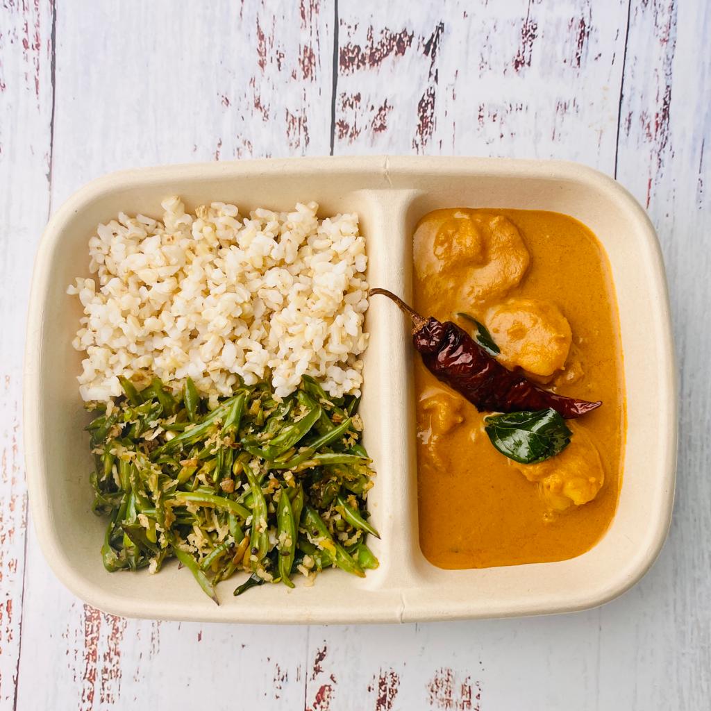 MG Goan Prawn Curry, Coconut Green Beans, Basmati Rice